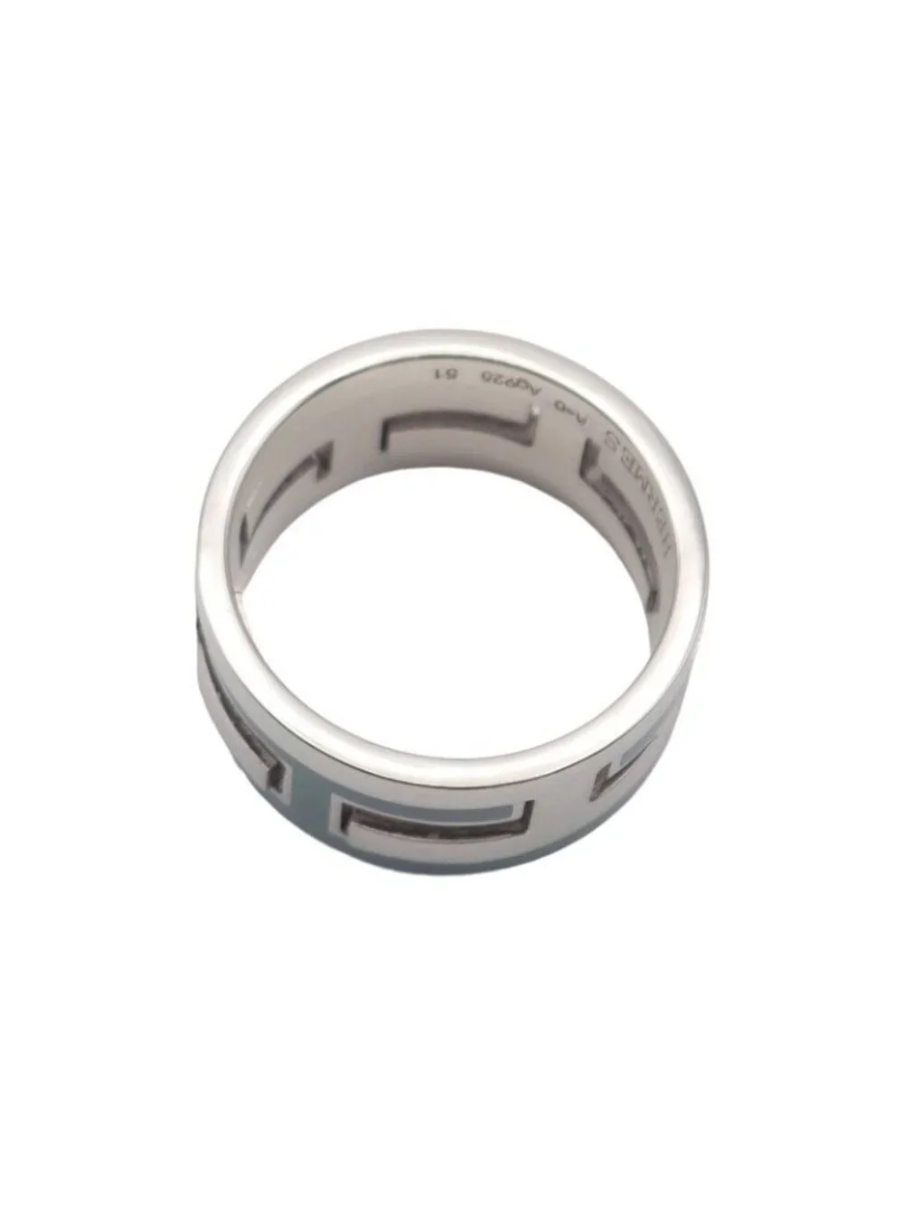 Hermes Move Ash Ring 925 Sterling Silver Light Blue 51